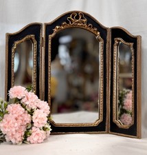 Clayre & Eef 3-er Specchio Oro Nero Barocco Stile Antico Zum Base 33 x 37cm