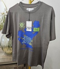 Zara Label Text T-shirt,  Gray