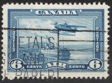 SG371 Sn:#C6 1938 6c CANADA Vaporiera e Monoplano - Edizione Pittorica - 1938
