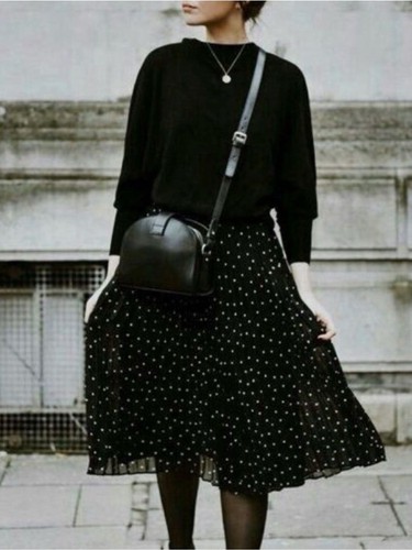 Gonna midi plissettata pois - gonna,