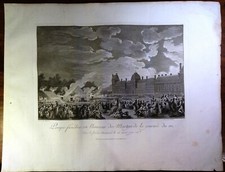 Stampa antica grande RIVOLUZIONE FRANCESE MARTIRI 10 AGOSTO Monnet 1838Old print