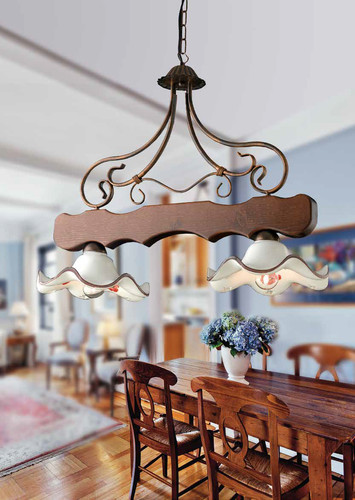 Lampadario luci legno - lampadario,