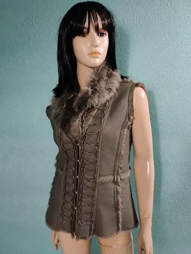 Gilet pelle con pelliccia - in,