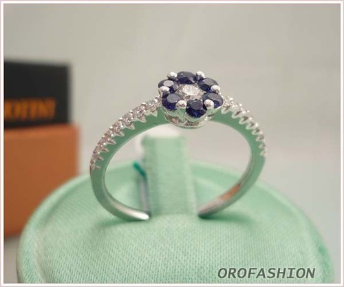 Anello oro bianco con - , zaffiri