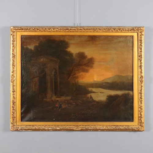 Dipinto antico paesaggio con - dipinto,
