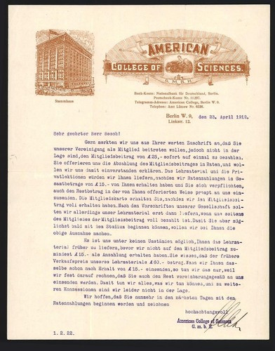 Fattura berlino 1912 - 1912,, american
