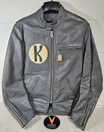 Giacca moto pelle grigio - 1,