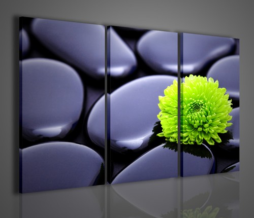 Quadri moderni green flower - green,