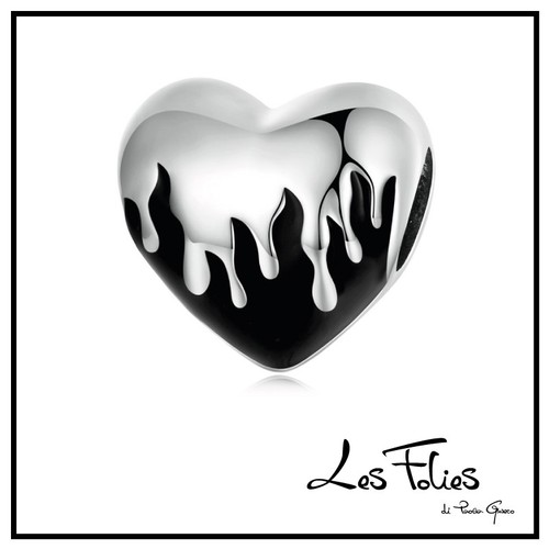 Charm cuore nero sanguinante - charm,