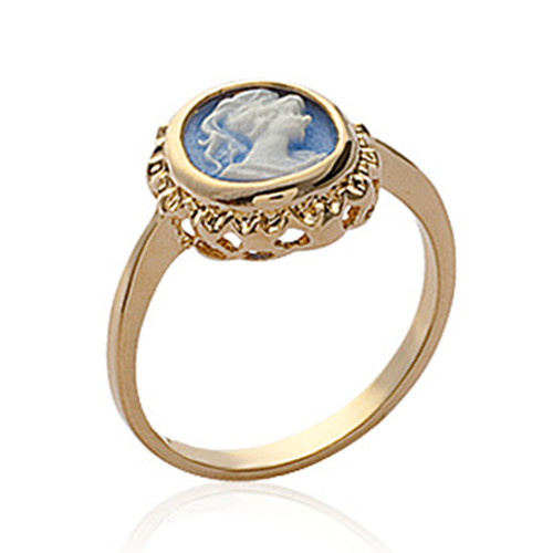 Anello cammeo blu placcato - cammeo,