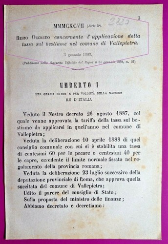 Vallepietra regio decreto - vallepietra(rm)-regio,