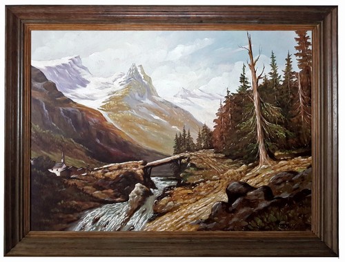 Quadro olio paesaggio - , montano