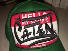 DSQUARED D2 DEAN DAN CATEN CAPPELLO uomo verde grande logo centrale nuovo new!!