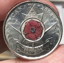 CANADÁ KM510 25 Cent 2004 Remembrance Colored Flower