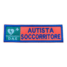 PATCH RICAMO TOPPA AUTISTA SOCCORRITORE DAE ABILITATO AMBULANZA DIVISA ARANCIONE