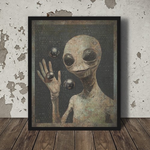 Vintage alien orbs wall art - vintage,