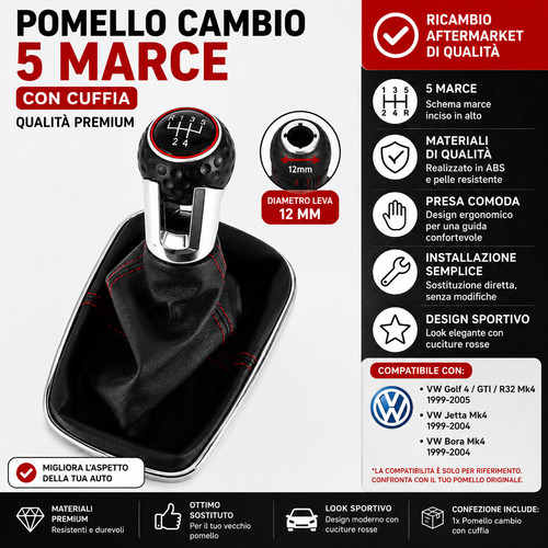 Pomello cambio con cuffia - con,