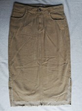 Gonna ocra longuette a costine modello jeans, Zara, taglia S