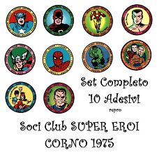 Club Super Eroi Supereroi edizioni Corno 1975 serie completa 10 adesivi repro