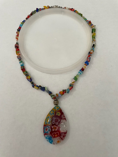 Collana con cippato - , vetro