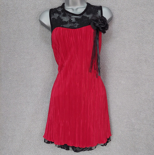 Mini abito plissé pizzo rosso - mini,