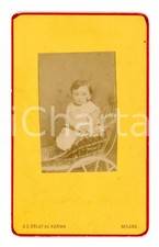 1900 ca MILANO Bimba su carrozzina in vimini - Foto O.E. ORLAY DE KARWA - CDV