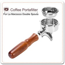 Portafiltro Caffè 58mm per Macchina La Marzocco 2 Orecchie Doppio Beccuccio Manico Legno