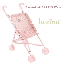 PASSEGGINO FANTASIA ROSA OLIVIA PER BAMBOLE E BAMBOLOTTI LA NINA 55 X 41 X 27 cm
