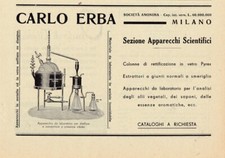 Carlo Erba. Sezione apparecchi scientifici. Advertising  1942