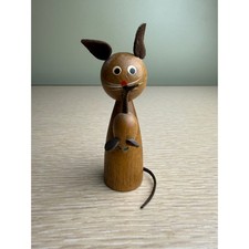 Statuina topo in legno vintage