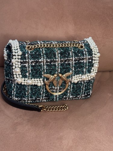 Pinko handbag green tweed - pinko,