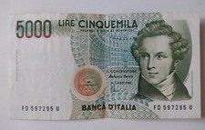Banconota Lire 5000 Cinquemila Bernini Decreto Ministeriale 04/01/1985