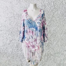 PONCHO BOHOO COACHELLA FRANGE COPRICOSTUME KAFTANO FANTASIA COLORATA ETNICO
