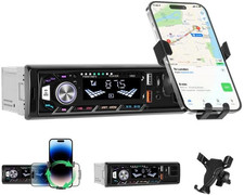 Autoradio 1 Din Bluetooth 5.0 Con Supporto Porta Telefono, 360 Gradi Di Rotazion