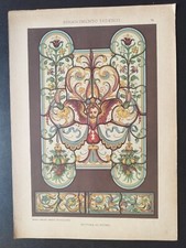 ANTICA STAMPA A COLORI DEL 1887 - RINASCIMENTO TEDESCO - PITTURA SU VETRO