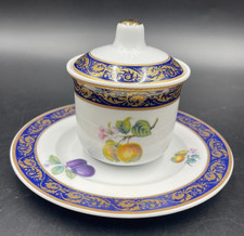 ZUCCHERIERA + PIATTINO MABA PORCELLANE ARTISTICHE T LIMOGES COBALT ORO FRUTTI