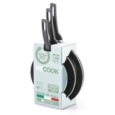 Alluflon Set 3 padelle antiaderenti tris padella effetto pietra cm 18-22-26