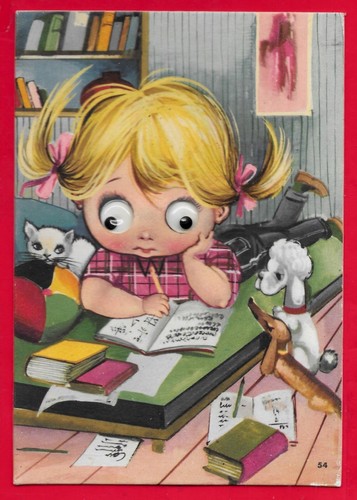 Bambina che studia - -, cane