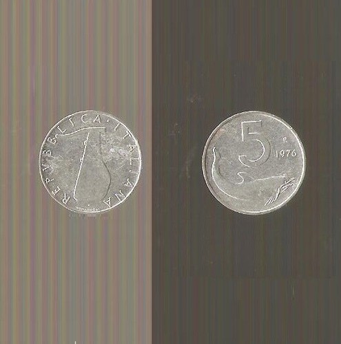 Moneta italia lire - 5, 1976