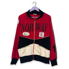 Felpa Vintage rossa e nera con zip ski club Norway - Taglia L/XL uomo