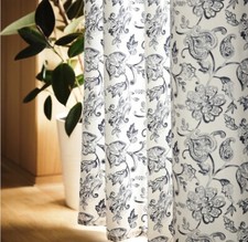 Ikea DOVREFIBBLOR, 2 sciarpe per tende, bianco/blu scuro, 100% cotone 145x300 cm