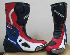 GSXR SUZUKI Stivali da Motociclista da Corsa in Pelle da Uomo CE Lunghi 38-50