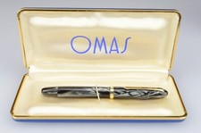 Omas 555/S Brev. 445846 "Marbled-Grey" Pistone" Nib Extra 14Kt-585 Italy 1950s