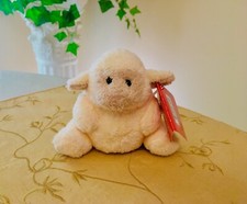 Peluche morbido RUSS BERRIE LUV PETS PHLUFFLES BIANCO AGNELLO BAMBINO ~4" SUPER RARO VINTAGE NUOVO CON ETICHETTE