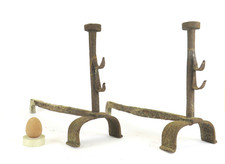 COPPIA ALARI DA CAMINO FERRO BATTUTO ANTICHI 2 ALARI DA CAMINETTO SF