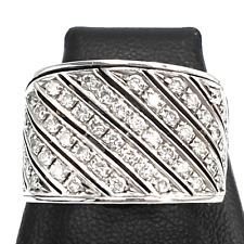 Anello fascia alta in oro bianco massiccio 18k con diamanti 0,81ct tot usato