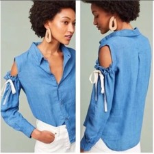 Top denim blu chambray spalle aperte Rails taglia XS