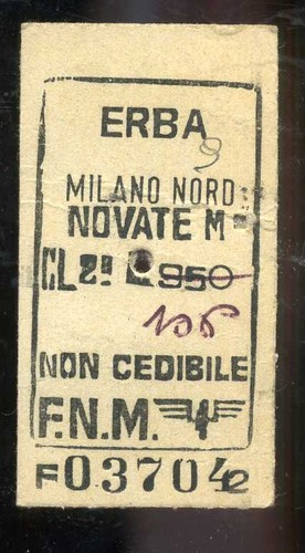 Biglietto treno ferrovia - , erba