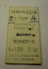 BIGLIETTO DEL TRENO CARTONATO 1965 - MILANO C.LE - SONDRIO   -