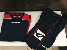 Completo Kit Allenamento Legea Calcio  Manica Lunga Felpa + Bermuda Blu Rosso